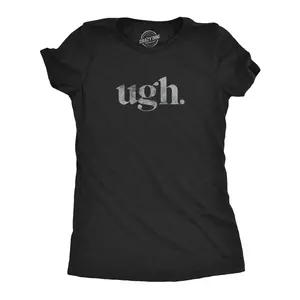 Womens Ugh. T Shirt Funny Sarcastic Eye Roll Graphic Novelty Vintage Tee Funny Womens T Shirts Cute Vintage Fashion Casual Ladies T-Shirt Gift Funny Introvert Top Women's Novelty Tees Black