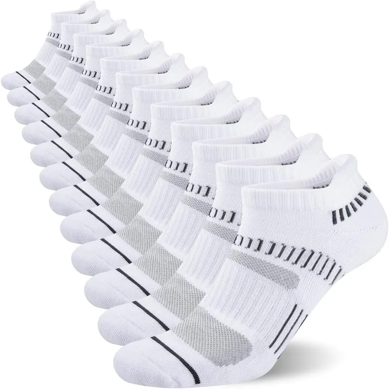 Women's 12-Pair Athletic Running Socks, Low-Cut Invisible Striped Poly-Cotton, Cushioned with Arch Support for All-Season Wear, Machine Washable, Poly-Cotton Blend, Adults, Cushioned Socks, Casual, Outdoor Running Socks, Sock Packs