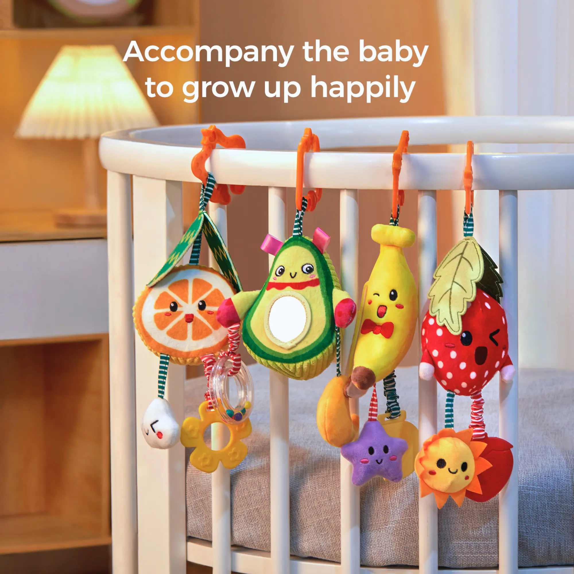 Baby Stroller Toy for Baby Gym, Sensory Crib Car Seat Toy with Teether for Newborns 3-6 9-12 Months Infant Gift
