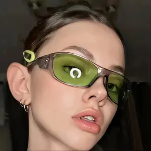 Vintage Unisex Y2K Style Green Translucent Sports Wrap Around Sunglasses / Wrap Glasses / Sports Glasses / Y2K Festival