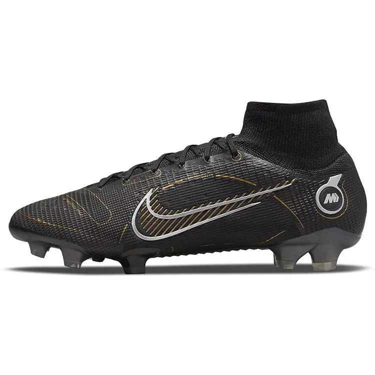 Nike Mercurial Superfly 8 FG Black Metallic Silver Gold Durable Non-slip Soccer Cleats Men's DJ2839-007