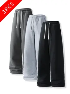 3-pack men’s casual athletic pants, loose straight fit, knit versatile sweatpants, spring/summer/autumn styles