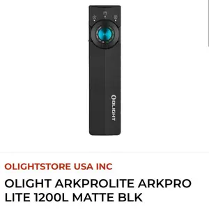 Olightstore Usa Inc ARKPROLITE Lite ArkPro Black Aluminum 1200 Lumens 94 Meters Beam Distance Rechargeable Multi-Mode
