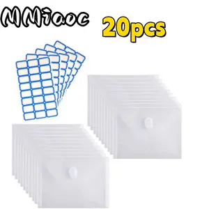 20pcs Clear Plastic Envelopes with Hook-and-Loop Closure, 5x7 Inches, Waterproof PP Organizer for Coupons and Cash Storage, Transparent Document Holders for Office or Home Use kitchen supplies