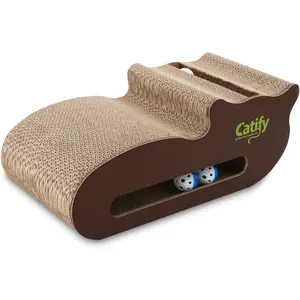 Catify Corrugated Cardboard Cat Scratcher Pads & Lounger by Best Pet Supplies - Durable Natural Recycled Materials, Claw Safe, Interactive Fun Scratching Board for Indoor Cats - Refill Pads Available