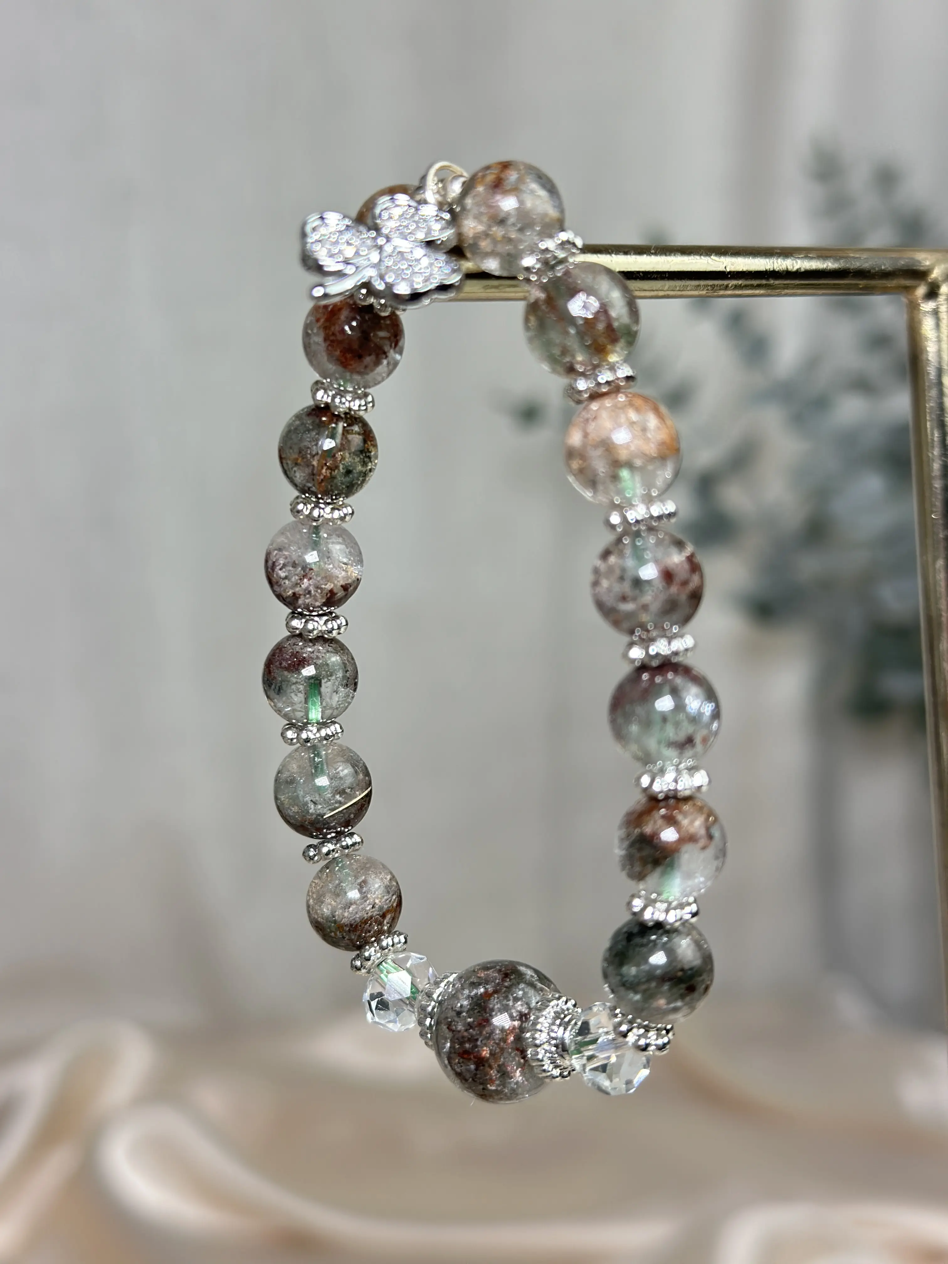 Green Phantom Crystal Bracelet – Green Ghost Quartz Emotional Healing Energy Bracelet, Adjustable Jewelry, Protection Quartz Bracelet