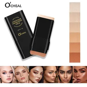 Foundation Stick Full Coverage Concealer Powder, Pre-Makeup Setting Powder, Antique Copper Highlighter, Natural Makeup Base, Waterproof Sweatproof Moisturizing