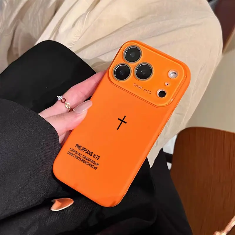 Silicone Minimalist Cross Dopamine-Inspired Ins-Style Solid Color Phone Case, Ultra Skin-Friendly Touch, All-Inclusive Lens Protection, Anti-Drop Shockproof Accessory for iPhone 17 Series, 16, 15, 14, 13, 12, 11 Pro Max, Accessories