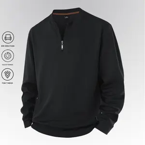 Men’s half-zip sweatshirt, casual stand collar long-sleeve pullover top.