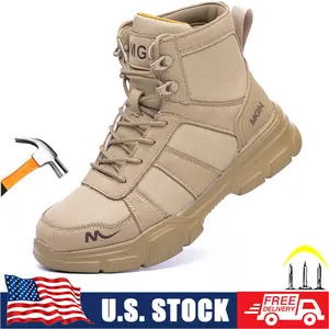 Work shoe Safety Boots for Men and Women Lightweight Breathable Pull on Construction Boots shoe healthcare worker indestructible footwear lifesaver boots trendy protection comfortable work sneaker steel toe shoe men