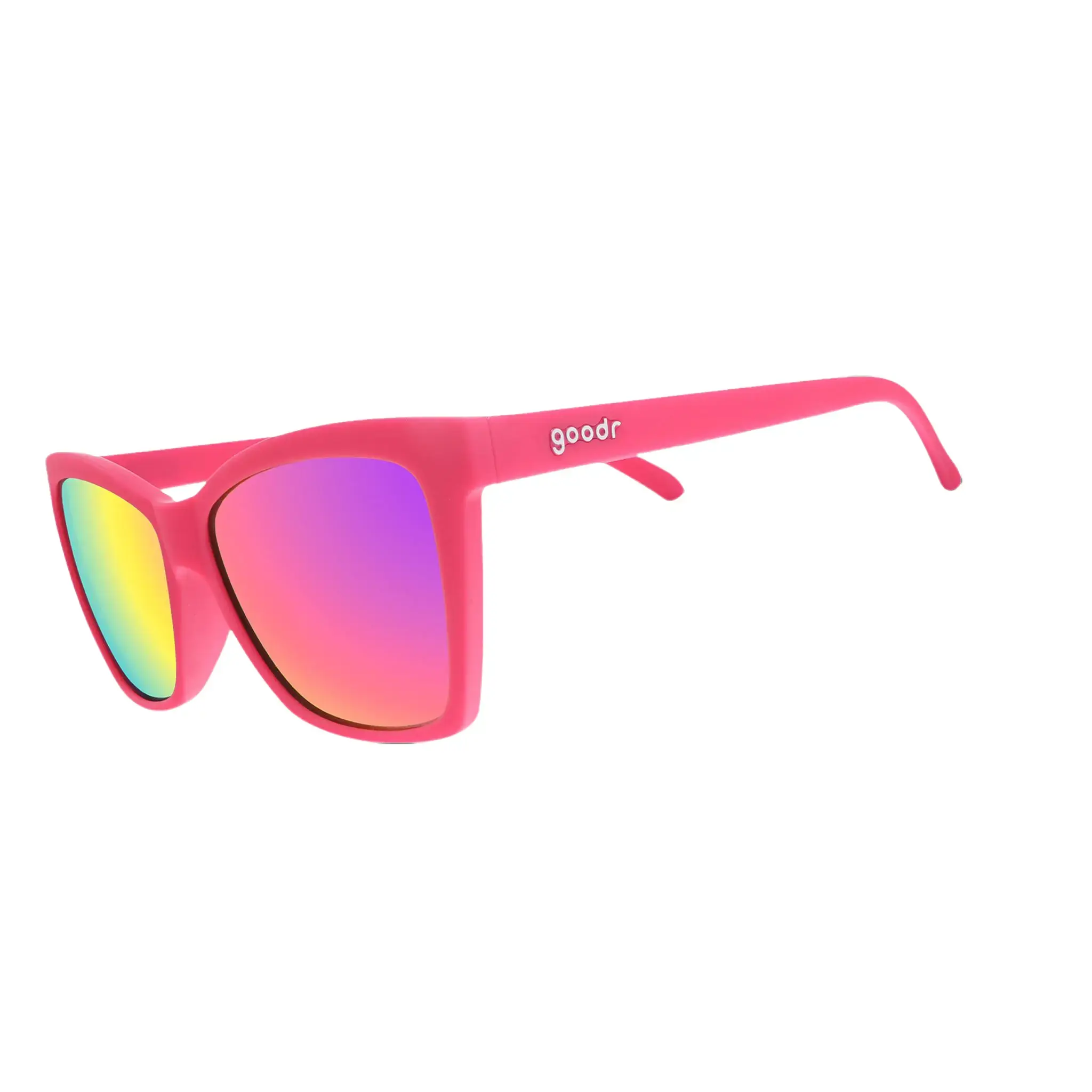 goodr Approaching Cult Status Medium Size (Pop G) Solid Pink Frame with Pink Lens, UV400, No Slip No Bounce No Tangle