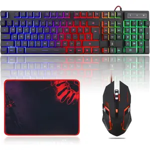 RGB Gaming Keyboard and Backlit  Combo, USB Wired, LED Gaming set for Laptop PC Computer  and Work