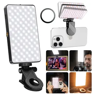 Portable USB Rechargeable Photography Light, Portable Three Color Changing Light for Camera, Selfie Light for Live Streaming Vlog, Camera Accessories, Travel Accessories, Gifts for Girlfriend. With Black Clip