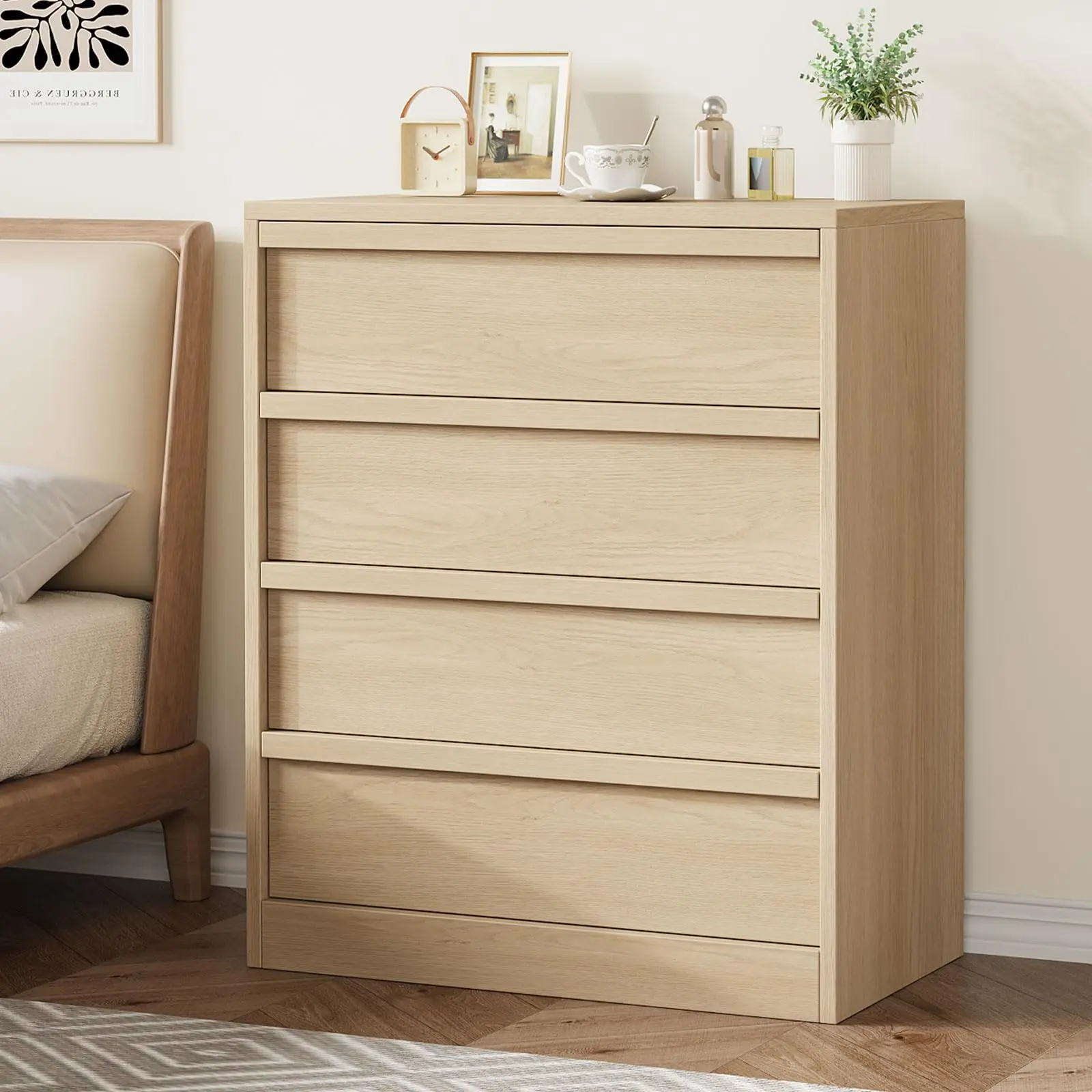 Complete Bedroom Storage Set – 3 / 4/5/7  Drawer Dressers + Nightstand – Natural Oak & White – Modern Wooden Furniture for Bedroom, Living Room, Nursery, Entryway