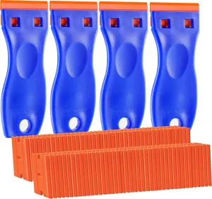4 count Plastic Razor  Scraper and 120 count Plastic , Cleaning Scraper Tool for Remover, Adhesive, Stickers, Decals, Glass, Labels,  Windows