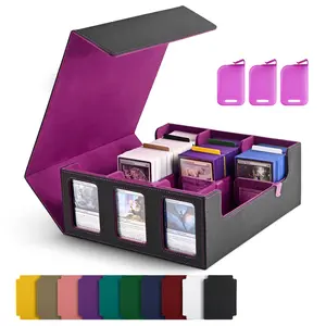 MTG Deck Box with 3 Commander Window, Commander Storage Box Fit 1800+ Cards with 3 Card Holders & 10 Dividers for TCG, YuGiOh, Sport Cards