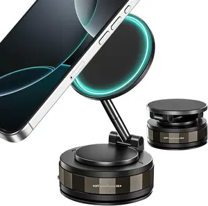 2026 New Vacuum Magnetic Phone Holder, 360° Adjustable Magnetic Car Mount, Foldable Portable Suction Cup Cell Phone Mount for Car/Gym/Mirror/Shower, Compatible with All Smartphones & All Car Models（With magnetic suction ring）