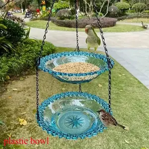 Double-Layer Decorative Hanging Bird Feeder with Chain, Wild Bird Feeder, Hummingbird Feeders, Ideal for Outdoor Garden and Courtyard, Attracts Hummingbirds