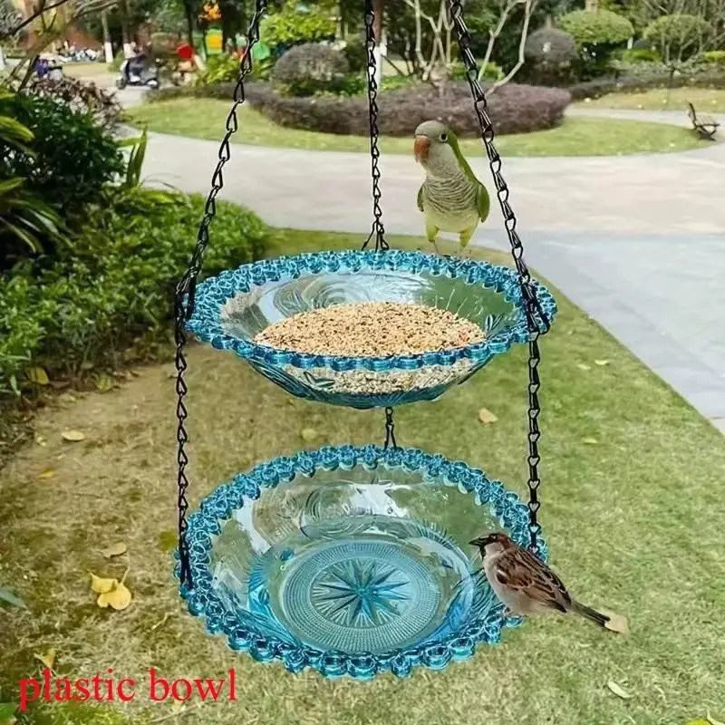 Double-Layer Decorative Hanging Bird Feeder with Chain, Wild Bird Feeder, Hummingbird Feeders, Bird Feeders for Outdoors Hanging, Ideal for Outdoor Garden and Courtyard, Attracts Hummingbirds