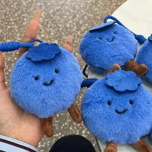 Cute Blueberry Plush Doll Soft Stuffed Toy Bag Pendant Keychain Home Car Decoration Lovely Plush Pendant For Adult Decor Gift