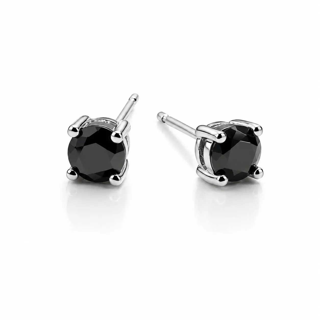 SKU-EH-007Classic 4 Prong Black Moissanite Stud Earrings