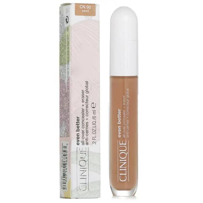 Clinique Even Better All Over Concealer + Eraser - # CN 90 Sand, Sensitive Additive-Free & Blendable Concealer & Foundation for All Skin Types, Makeup Product, Additive-Free Concealer & Foundation