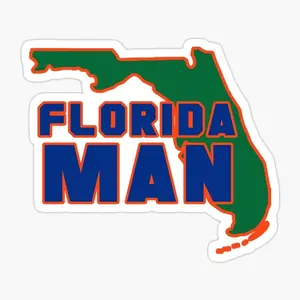 Vibrant Florida Man Vinyl Sticker - Multi-Size Office Label, Bumper Sticker, Stylish Car Merch, Outdoor-Suitable Office Stationery