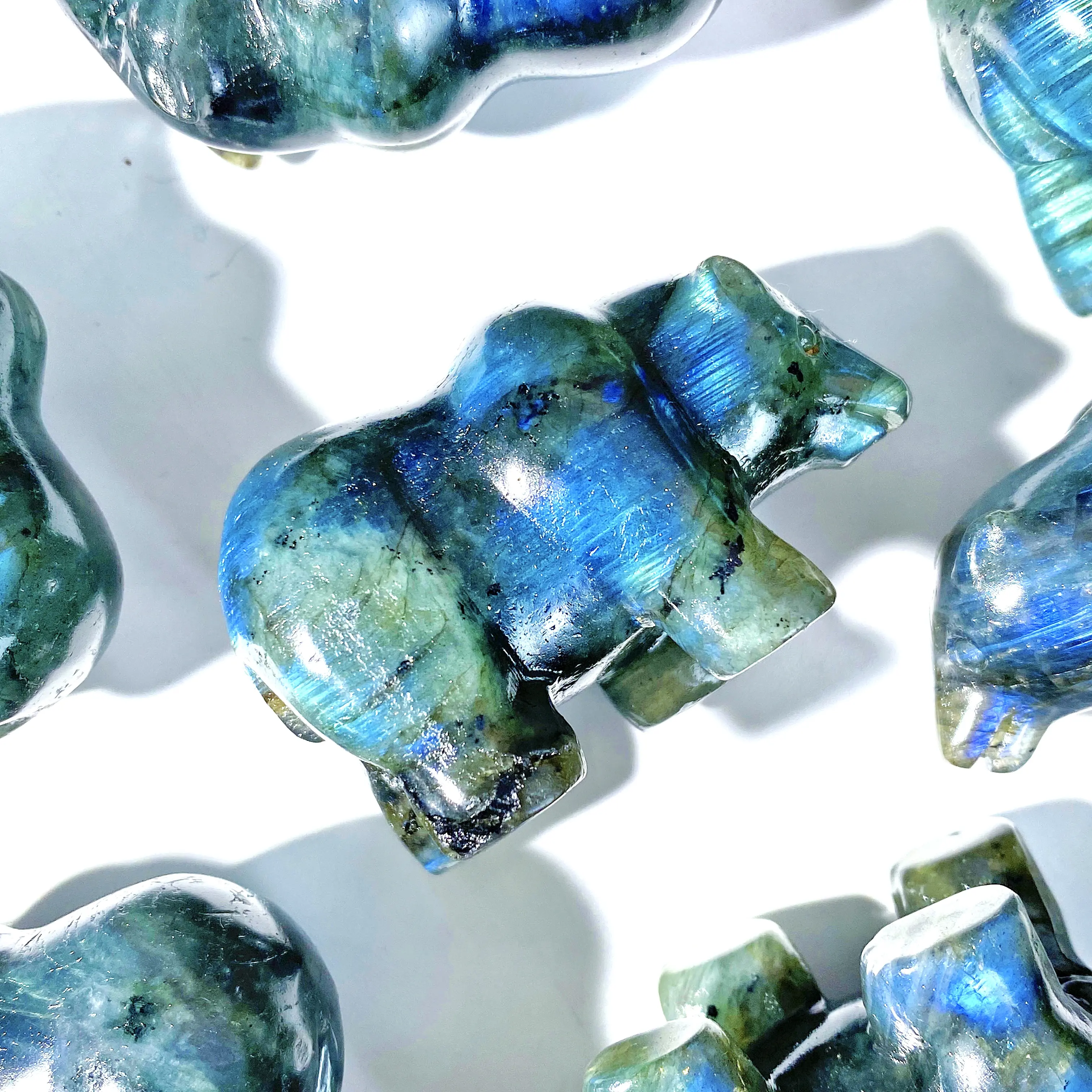 Labradorite bear-crystal carving