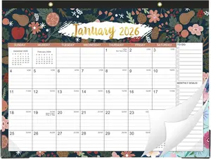 2026 Desk Calendar - JAN 2026 - DEC 2026, 2026 Calendar, 12 Monthly Calendar, 17" x 12", Desk/Wall Calendar 2026 with Desk Pad, Ruled Blocks, To-do List & Notes,  Off, -Wire Binding, Large Desk Calendar for  & Office Organizing - Floral