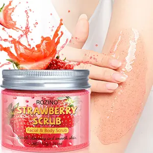 Rozino Strawberry Face Body Scrub 150g, Contains Strawberry Extract, Shea, Gentle Cleansing, Brightening, Hydrating, Moisturizing, Suitable for All Skin Types, Body Care