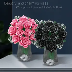 High-Quality Rose Flower Building Block Model Kit, Creative Decorative Figurine, Elegant Gift Box Packaging, Perfect Holiday Present, Decoration Bouquet
