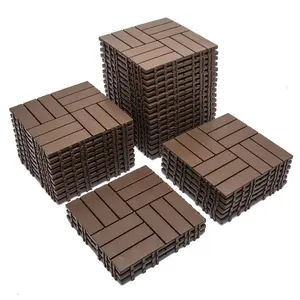 68 Pcs Interlocking Deck Tile, 61.60 Sq.Ft Deck Flooring Outdoor Waterproof All Weather, Flooring Tiles for Patio, decking Tiles for Indoor and Outdoor use, 11.42"x11.42" Square, Brown