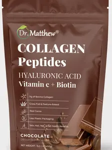 Chocolate Collagen Peptides Powder with Hyaluronic Acid, Vitamin C and Biotin for Skin, Hair, Joints and Nails Healthcare Beauty
