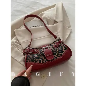 New Fashion Buckle Leopard Print Handbag & Shoulder Bag, Suitable For Parties, Outings, Vacations, Shopping And Daily Use, Can Store Coins, Phones, Also Suitable As A Work Bag For Office Ladies, College Students And Working Women, Elegant Ladies Bag