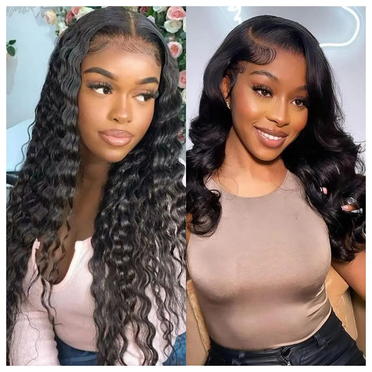 【Live Combo 28inch+22inch】Only $109.99 13x4 Deep Wave Wig Lace Front Wigs Human Hair 180% Density HD Transparent Lace Frontal Wigs Human Hair Pre Plucked With Baby Hair