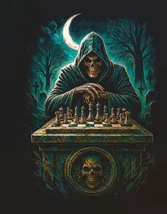 Halftone Skull Chess Design for Black Fabric Ready to Press Heat Transfer DTF Direct to Film Heat Press 300-320°F