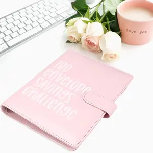 100 Envelope Money Saving Challenge Gift - A5 Pink Cash Stuffing Planner Save $5,050 | Budget Kit with Envelopes for Women Teens, Home Dorm Office Budget Organizer(Pink)