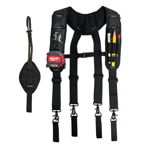 KUNN Tool Belt Suspenders for Men with Magnetic Wristband,Heavy Duty Work Suspender for Construction Electricians Carpenter Framer Tool Belts
