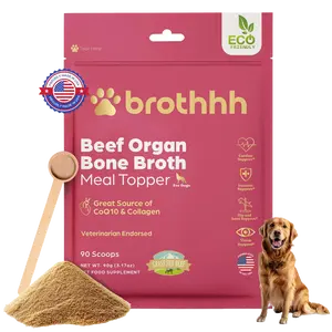 Brothhh Beef Organ Bone Broth Meal Topper for Dogs 100% Grass Fed Pasture Raised Made in The USA 90 Powder Servings No Water Needed