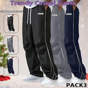 Men‘s Loose Sports Pants Men Trousers Grey Side Stripeswith Gold Accent Stripe Comfortable DesignAthleisure Style Bottoms Athletic Bottoms Gymwear streetwear fall outfits outfits men gym athletic clothes