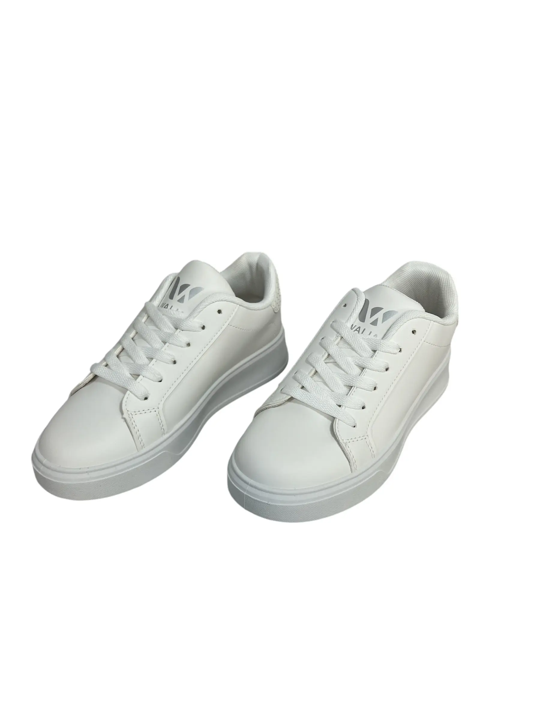 WALIA Women's Platform White Everyday Laces Casual Trainers - Lightweight Lace-Up Walking Shoes