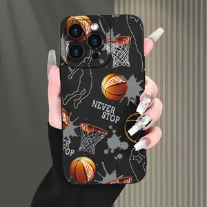 Basketball Pattern TPU Phone Case for iPhone 15/14/13/12/11/XS/XR/X/7/8/PLUS/PRO/MAX/MINI - Shockproof Soft Cover with Frosted Finish