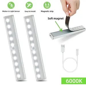 LED Smart Human Body Sensor Cabinet Light Strip: White Light (Rechargeable)