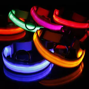Adjustable Dog Collar LED Flashing Light Flashing Glow Pets Safety Waterproof Green Universal Harnesses & Leads