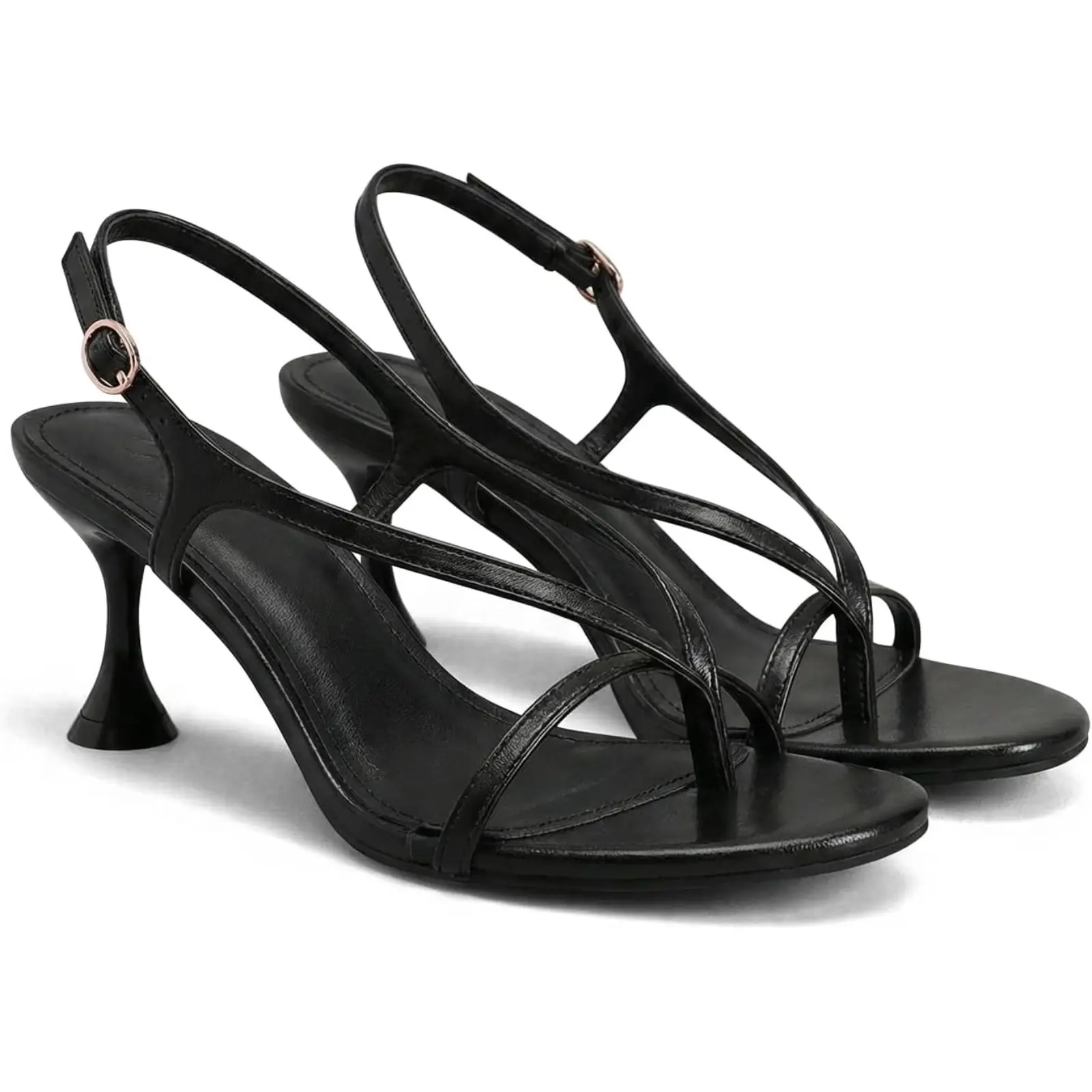 Coutgo Women's Slingback Kitten Heels Footwear - Open Toe Thong Sandals with Ankle Strap, Rubber Sole, Summer Dress Heels for Women
