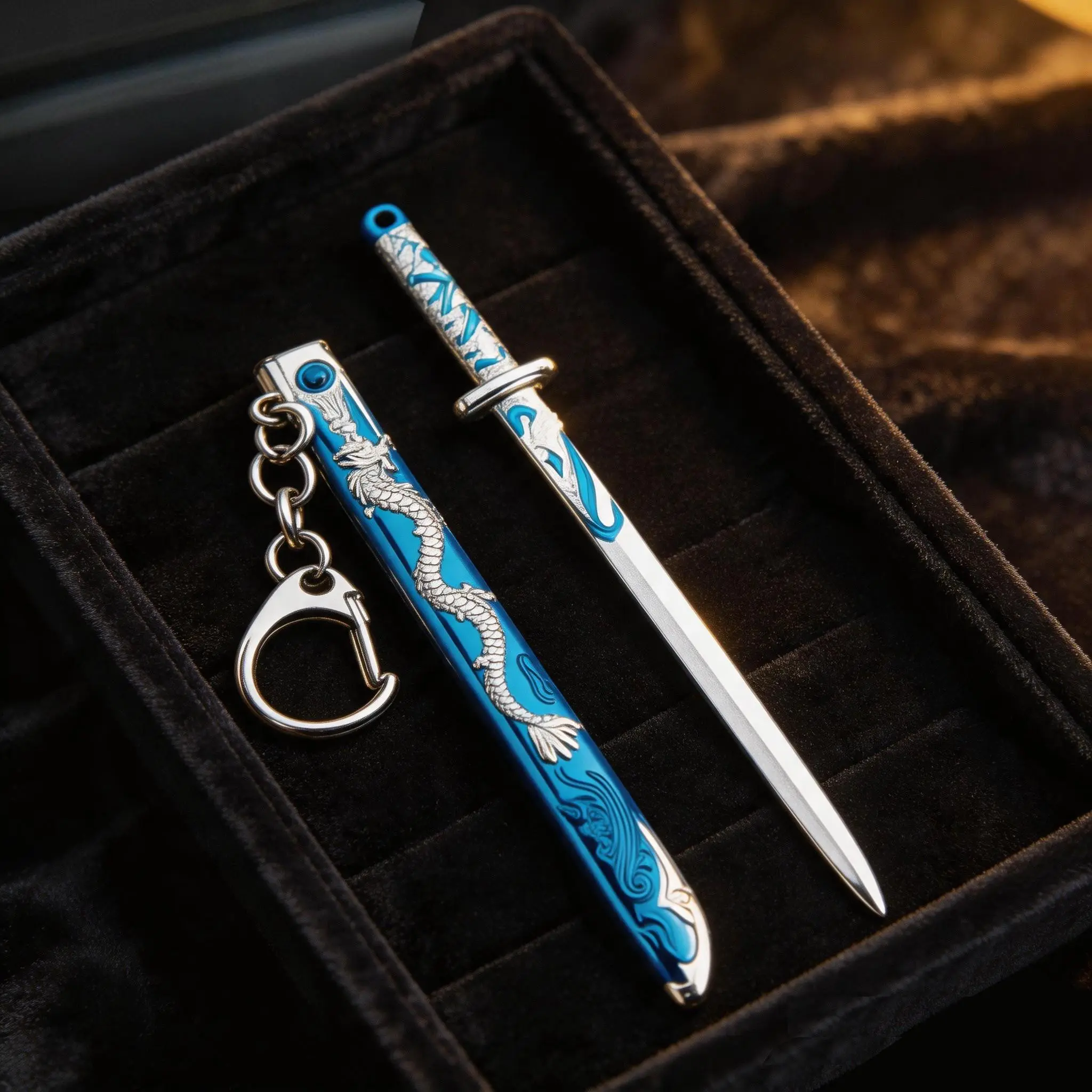Zinc Alloy Sword Model, Five Claw Silver Dragon Sword with Scabbard, Portable Miniature Cold Weapon Model, Anime Game Collectible, Anime Inspiration