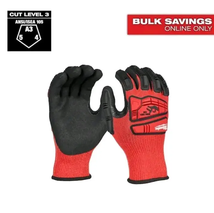 Cut Resistant Level 3 Impact Gloves Red Nitrile