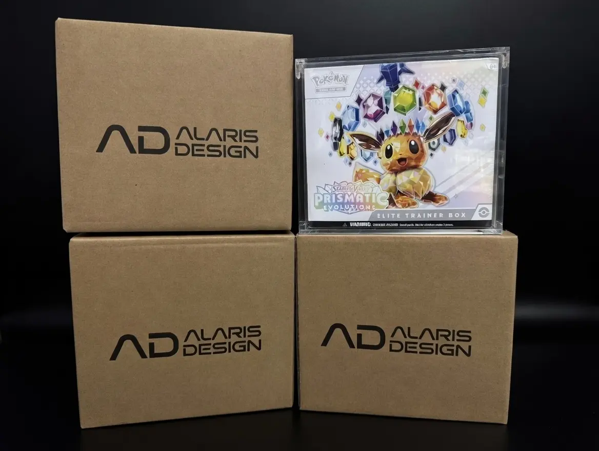 (4x) Alaris Design Pokemon Acrylic Elite Trainer Box (ETB) Case 4-Pack Special, Trading Card Storage Accessory for TCG Trade Card Albums