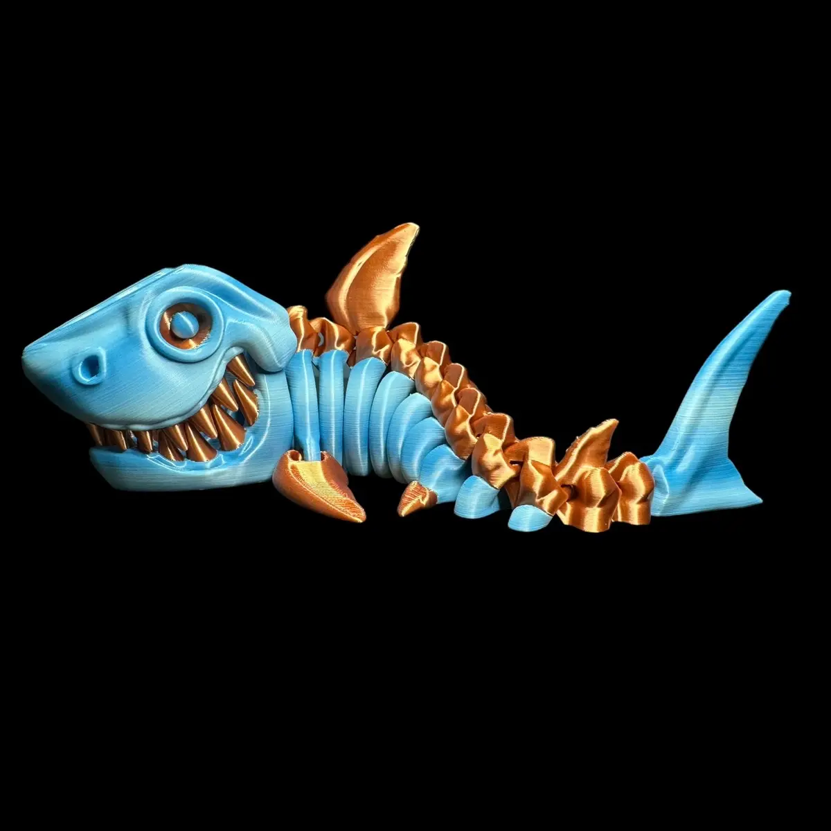 Great White Shark Skelly 10” Articulating Sculpture Dual Color 3D Print
