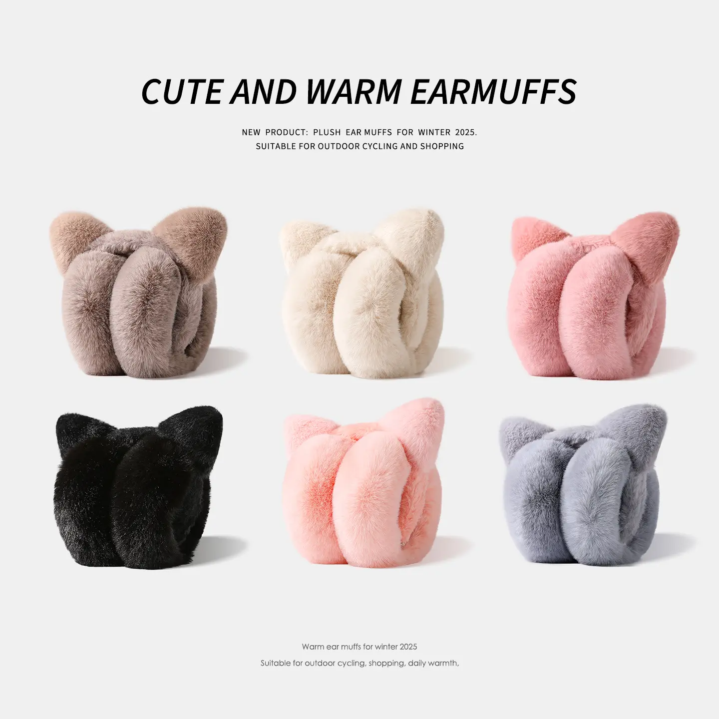Women's Cute Cat Ear Earmuffs, Fluffy Plush, Foldable Winter Ear Protectors, Fashion Accessory for Daily Wear